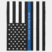 Couverture Polaire Police Mince Ligne Bleue Américain Drapeau Monogra (Devant)