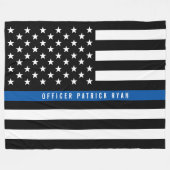 Couverture Polaire Police Mince Ligne Bleue Américain Drapeau Monogra (Devant (Horizontal))