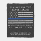 Couverture Polaire Police Officier Porté Drapeau Nom Ligne Bleue Minc (Devant)