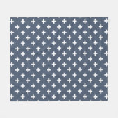 Couverture Polaire Polka blanche croise sur bleu-gris (Devant (Horizontal))