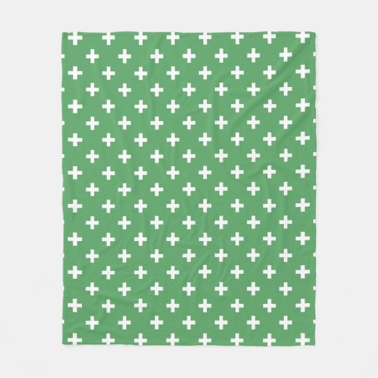 Couverture Polaire Polka blanche croise sur vert (Devant)