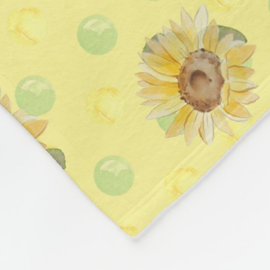 Couverture Polaire Polka de tournesol Jaune Pot Blanche (Coin)