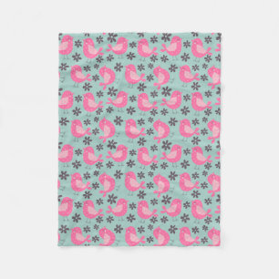 Couverture Polaire Polka Dot Birds and Flowers