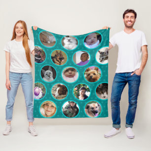 Couverture Polaire Polka Dot Collage Turquoise Blue Pets Enfants 17 P