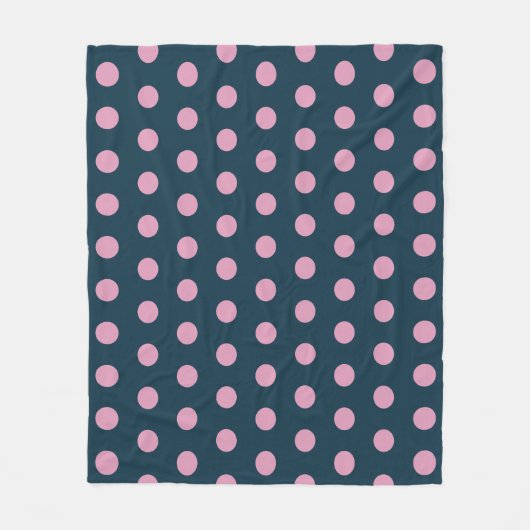 Couverture Polaire Polka Dot Lance Blanche (Bleu Minuit Et Rose Doux (Devant)