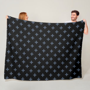 Couverture Polaire Polka gris-bleu croise sur noir