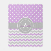Couverture Polaire Polka Gris Violet Point Chevron (Devant)