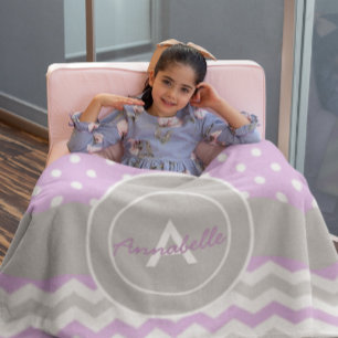 Couverture Polaire Polka Gris Violet Point Chevron