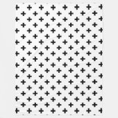 Couverture Polaire Polka noire croise sur blanc (Devant)