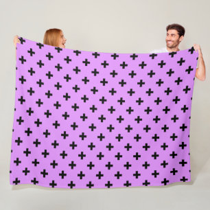 Couverture Polaire Polka noire croise sur lilas