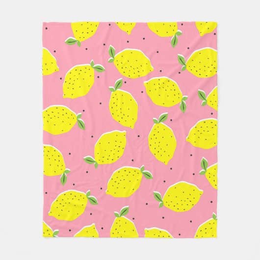 Couverture Polaire Polka rose citron chaotique : Motif d'agrumes (Devant)