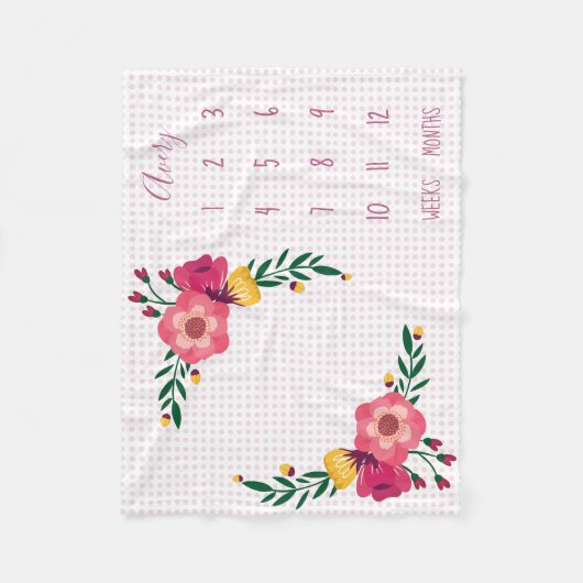 Couverture Polaire Polka rose mignonne Pointe Baby Milestone (Devant)