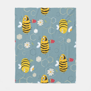 Couverture Polaire Pollinant Les Abeilles, Flower Garden Scene.