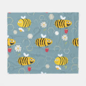 Couverture Polaire Pollinant Les Abeilles, Flower Garden Scene. (Devant (Horizontal))