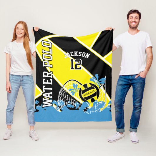 Couverture Polaire Polo d'eau 🤽 🏼 ‍ Sport en Jaune, Noir et Blanc (En situation)