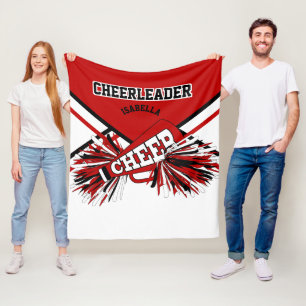 Couverture Polaire Pom-pom girl - rouge, blanc et noir