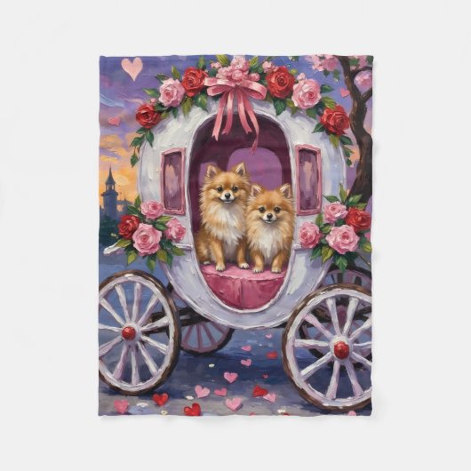 Couverture Polaire Pomeranian Dog Valentine's Day  (Devant)