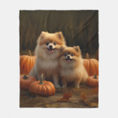 Couverture Polaire Poméranien Chiot Automne Citrouille délice (Devant)