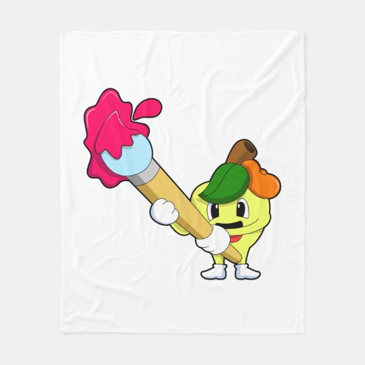Couverture Polaire Pomme comme Peintre avec pinceau (Devant)