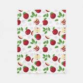 Couverture Polaire Pommes rouges, fleurs et Motif de verdure (Devant)