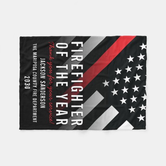 Couverture Polaire Pompier de l'année Employé Red Line Drapeau (Devant (Horizontal))