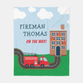 Couverture Polaire Pompier et Camion d'incendie avec le petit garçon  (Devant)