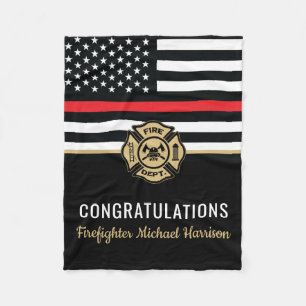Couverture Polaire Pompier Fire Academy Red Line Drapeau Graduation