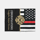 Couverture Polaire Pompier Fire Academy Red Line Drapeau Graduation (Devant (Horizontal))