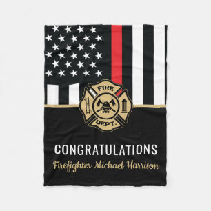 Couverture Polaire Pompier Fire Academy Red Line Drapeau Graduation