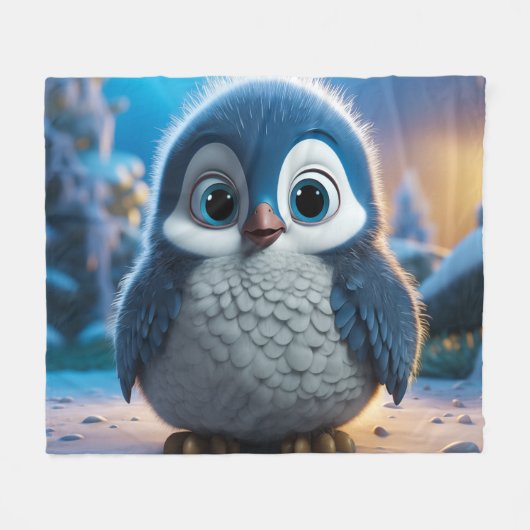 Couverture Polaire Poncho - Un pingouin doux pour bébé (Devant (Horizontal))