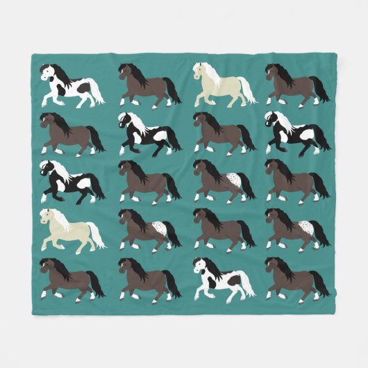 Couverture Polaire Ponies Blanche (Devant (Horizontal))