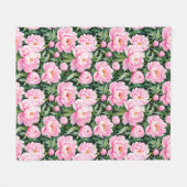 Couverture Polaire Pony rose fleurit sur un Arrière - plan feuillu (Devant (Horizontal))