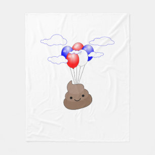 Couverture Polaire Poo Emoji Voler Avec Ballons