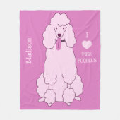 Couverture Polaire Poodé rose de texte personnalisé (Devant)
