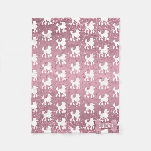 Couverture Polaire Poodé sur Parties scintillant rose (Devant)