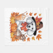 Couverture Polaire Poodle Thanksgiving Boissons Café Automne Feuilles (Devant (Horizontal))