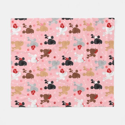 Couverture Polaire Poodle Valentine Pattern (Devant (Horizontal))