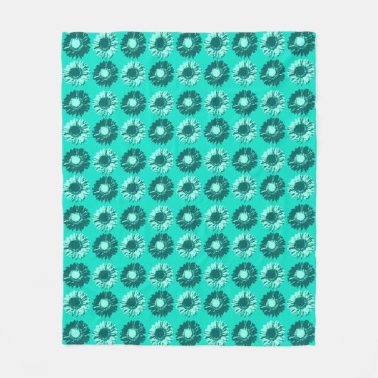 Couverture Polaire Pop Art Daisies - Turquoise, Aqua et Turquoise (Devant)