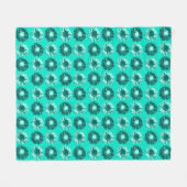 Couverture Polaire Pop Art Daisies - Turquoise, Aqua et Turquoise (Devant (Horizontal))