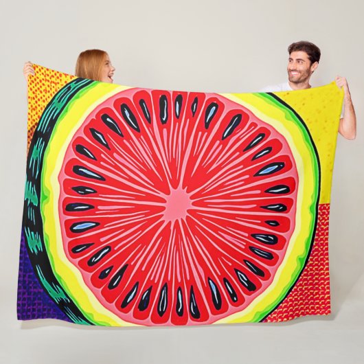 Couverture Polaire Pop Art de la pastèque (En situation)