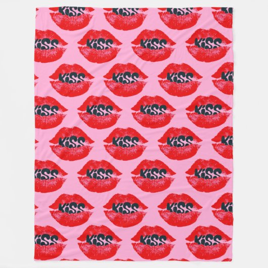 Couverture Polaire Pop Art Kiss Lips Répéter (Devant)