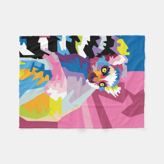 Couverture Polaire Pop Art Lemur Portrait (Devant (Horizontal))