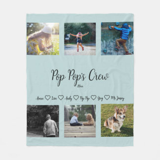 Couverture Polaire Pop Pop's Crew Custom 6 Photo Grid Toison Blanket