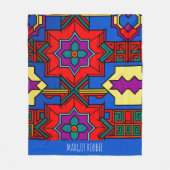 Couverture Polaire Pop up fleurs hexagonales Rouge Bleu Motif isométr (Devant)