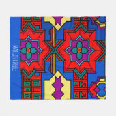 Couverture Polaire Pop up fleurs hexagonales Rouge Bleu Motif isométr (Devant (Horizontal))