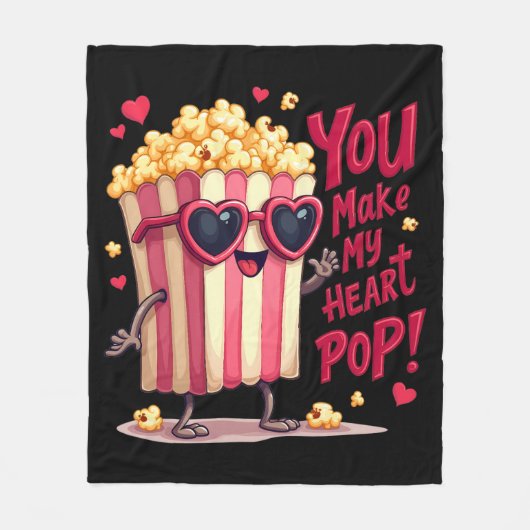 Couverture Polaire Popcorn Heart Pop Valentine Design (Devant)