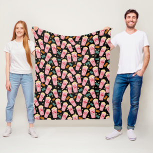 Couverture Polaire Popcorn Motif Movie Night Theatre Fun Black
