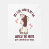 Couverture Polaire POPEYE Faible À Genoux Fun Valentines Day (Devant)