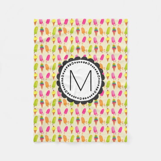 Couverture Polaire Popsicules et cônes de crème glacée Monogramme per (Devant)