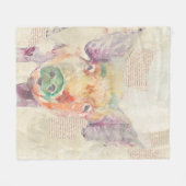 Couverture Polaire Porc de collage de ferme d'aquarelle (Devant (Horizontal))